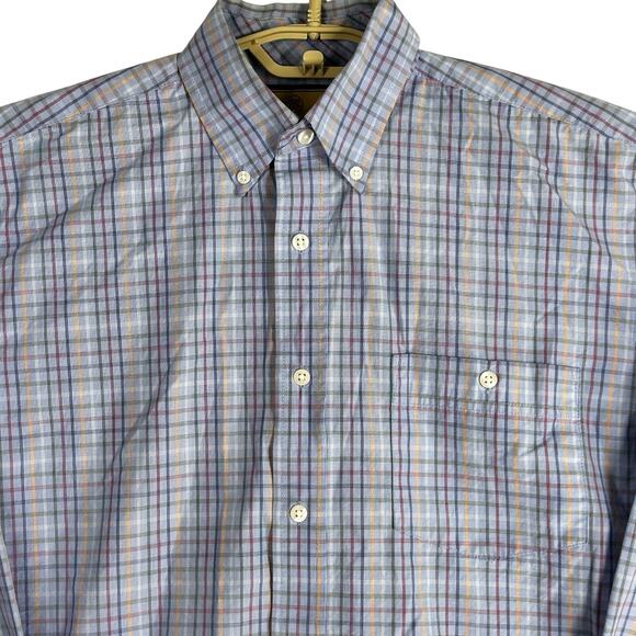 Wrangler Other - Wrangler Button Up Shirt Mens Size M Blue Red Yellow Plaid Long Sleeve Cotton